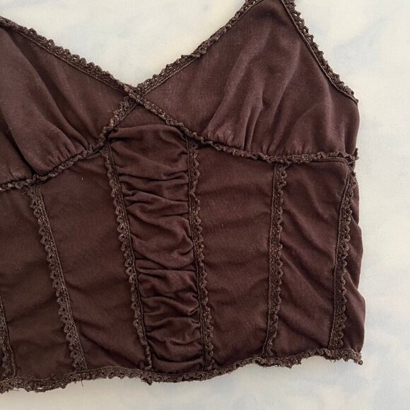 Full Tilt Brown Lace Cropped Tank Top - Picture 3 of 4
